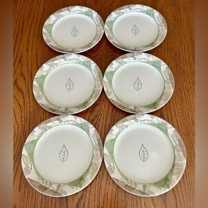 SET OF 6 CORELLE TEXTURED LEAVES SALAD PLATES 7 1/4"
